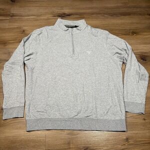 Barbour Mens XL Gray 1/4 Zip Pullover Sweater Mock Neck Cotton Modal Blend Crest